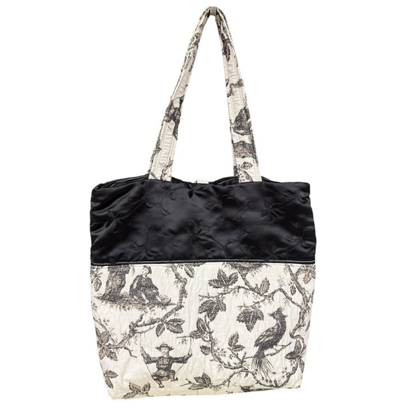 Sonja’s Handmade Toile Print Tote Bag, Black & White, Country Cottage Style Tote - Picture 5 of 12